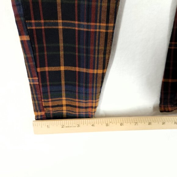 Free People Pants Fall Plaid Size 26 High Rise Soft Trousers Tapared Leg - Picture 12 of 13